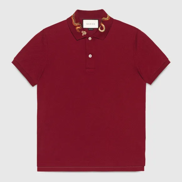 古驰/Gucci 蛇形刺绣纯棉polo衫 408323 X7332 6240