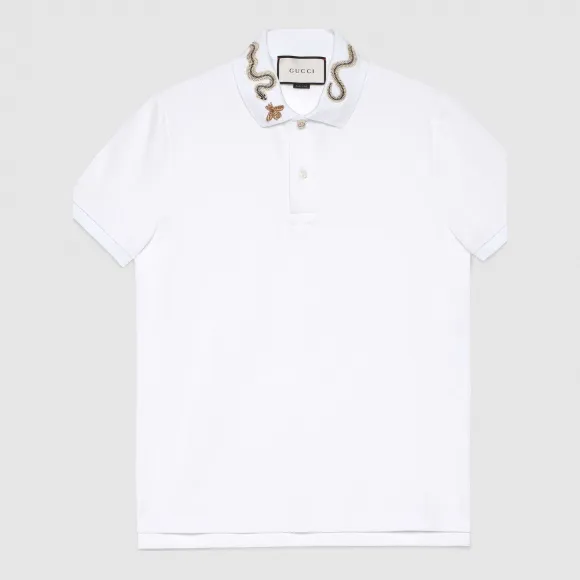 古驰/Gucci 蛇形刺绣纯棉polo衫 408323 X7332 9024