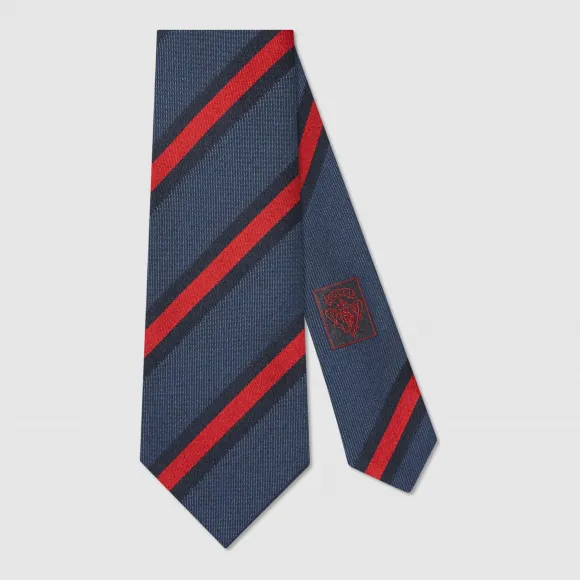 古驰/Gucci 军团条纹真丝纯棉领带 409255 4E961 4268