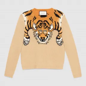 古驰/Gucci 老虎提花针织上衣 411338 X1275 2703