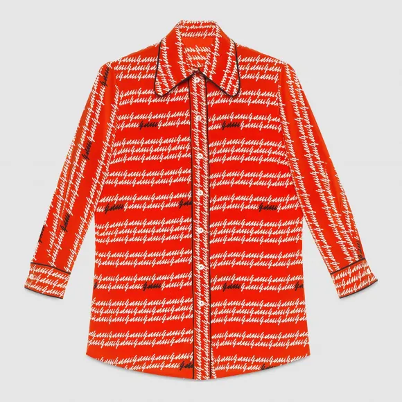 古驰/Gucci Gucci 图案丝绸衬衫 424465 ZGX05 6426