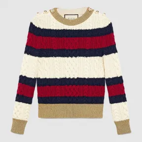 古驰/Gucci 条纹羊毛针织上衣 434363 X5D24 9044