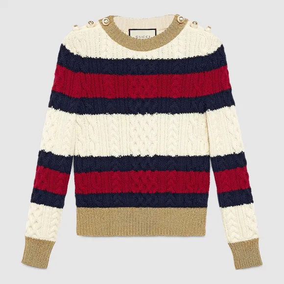古驰/Gucci 条纹羊毛针织上衣 434363 X5D24 9044