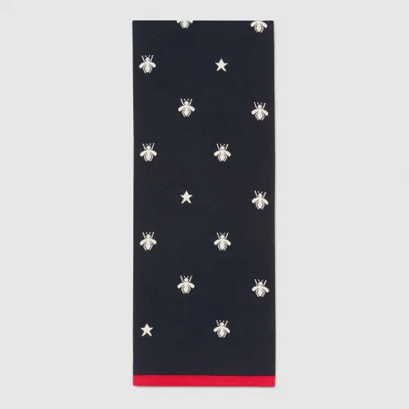 古驰/Gucci 蜜蜂和星星羊毛围巾 452332 4G206 4077