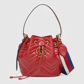 古驰/Gucci GG Marmont系列绗缝皮革水桶包 476674 D8GET 8227