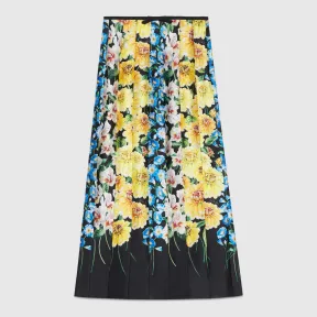 古驰/Gucci 花丛印花丝缎百褶裙 493600 ZJQ33 1868