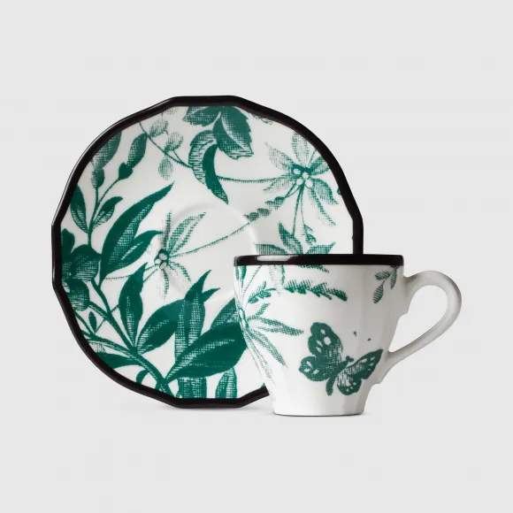 古驰/Gucci 腊叶印花咖啡杯和咖啡碟（双套组） 498927-ZAP50-3202