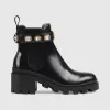 古驰/Gucci 饰带皮革踝靴 550036-DKS00-1000