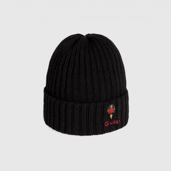 古驰/Gucci 一箭穿心图案羊毛帽 551689_4G206_1000