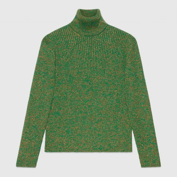 古驰/Gucci 绞花针织棉金银丝线高领衫 562675 XKAKS 3516