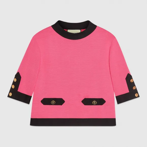 古驰/Gucci 真丝对比色上衣 566611 XKAL3 5053