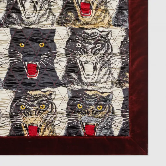 古驰/Gucci 虎脸印花真丝和天鹅绒薄被   568677_ZABHM_6418