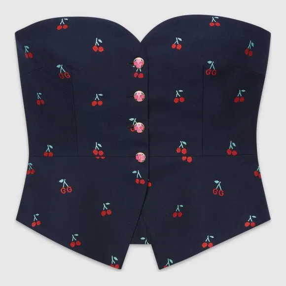 古驰/Gucci 樱桃切丝羊毛紧身上衣 569887 ZABMY 4956