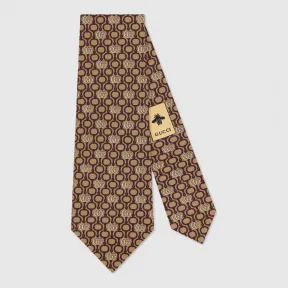 古驰/Gucci 双 G 马衔扣链真丝领带 571786 4E005 9678