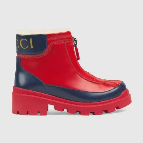 古驰/Gucci 儿童环保毛皮衬里皮革靴子 580728_D73F0_4568