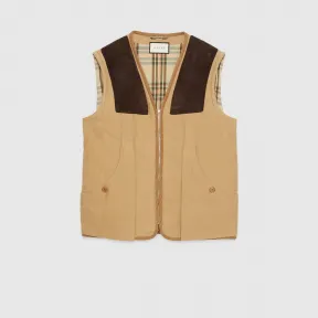 古驰/Gucci 饰麂皮斜纹棉布马甲 582751 Z8AC8 2135