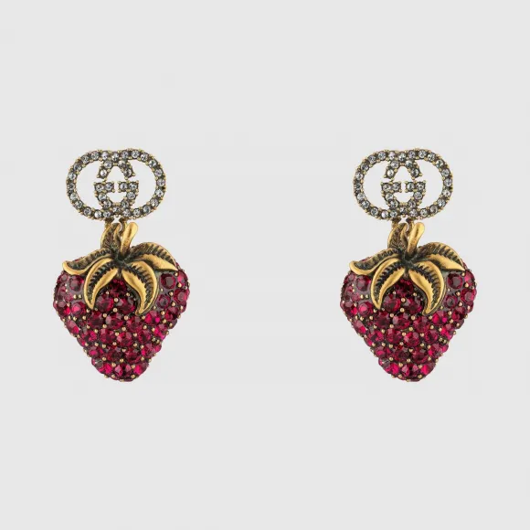古驰/Gucci 饰草莓吊坠耳环 583576-I4769-8413