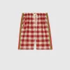 古驰/Gucci 超大造型格纹羊毛短裤 595510 XJBN8 6645