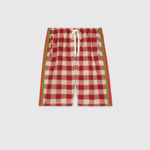 古驰/Gucci 超大造型格纹羊毛短裤 595510 XJBN8 6645