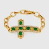 古驰/Gucci 饰弧面宝石十字架手镯 596014 I7358 8525