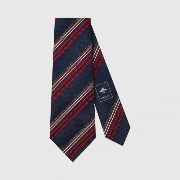 古驰/Gucci Gucci“Sine Amore Nihil”真丝领带 597105_4E979_4000