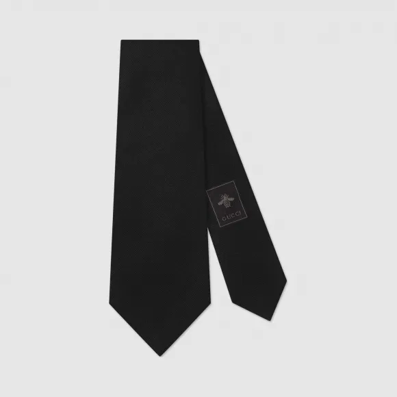 古驰/Gucci 扭结下方缝纫标签羊毛真丝混纺领带 597121_4E903_1000