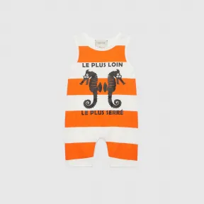 古驰/Gucci 婴儿海马印花棉质连体衣 600129_XJB49_9666