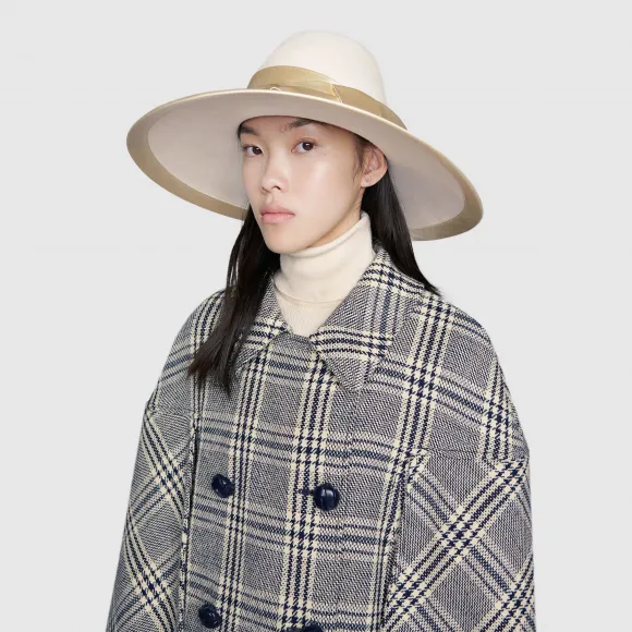 古驰/Gucci 饰缎带宽边毛毡帽 603493_3HJ17_9178