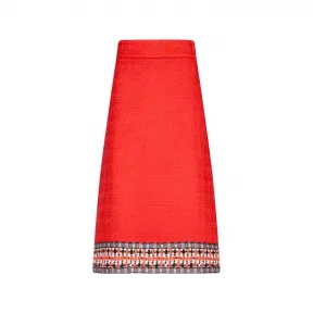 古驰/Gucci 红色粗花呢长裙 611208ZADDL6075