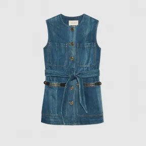 古驰/Gucci 女士 大理石纹水洗牛仔马甲 614367-XDA5L-4759