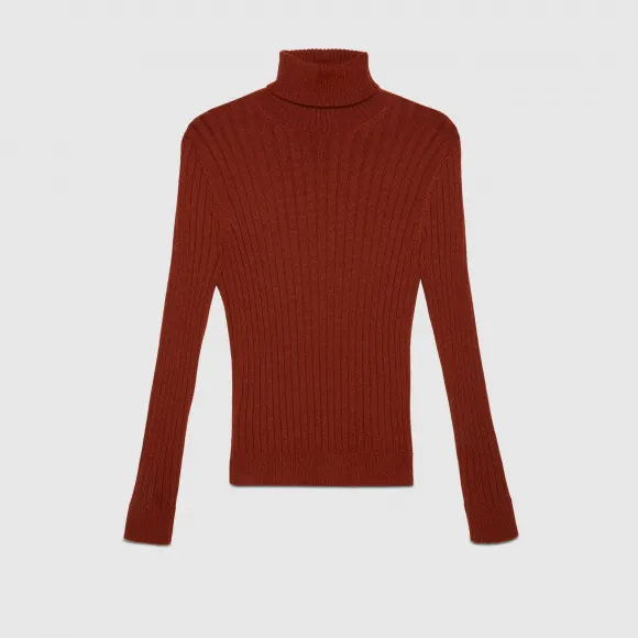 古驰/Gucci 男士 罗纹针织羊毛羊驼毛高领衫 626086-XKBE7-7604