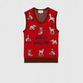 古驰/Gucci 男士 Gucci Hawaii棉毛混纺马甲 626637-XKBGB-6229