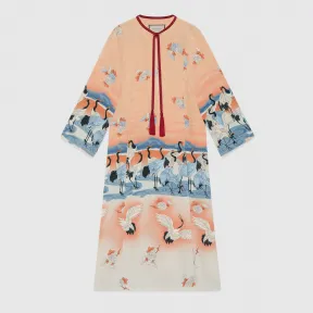 古驰/Gucci 官网专享池塘印花真丝土耳其长袍 663650-ZAG1M-7196