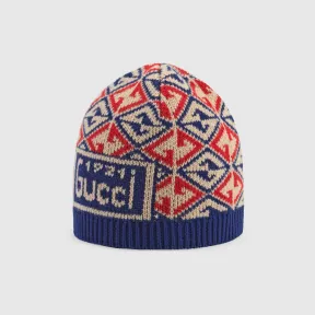 古驰/Gucci 婴儿G字菱格棉质羊毛帽 677945-3K003-9274
