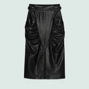 古驰/Gucci 粒面皮裙 709161-XN678-1000 