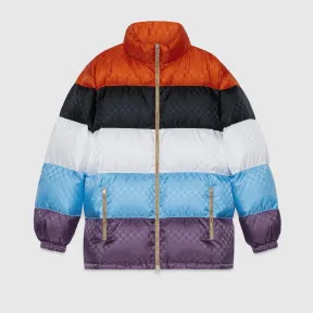 古驰/Gucci 拼色GG提花羽绒服 718226-Z8A6E-7088