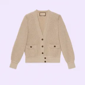 古驰/Gucci 粗针织长毛衣和皮革开襟衫 727335-XKCZO-2448