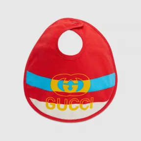 古驰/Gucci 红色婴儿饰织带棉质围兜 727886-3K107-6469