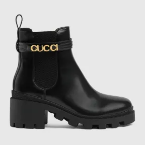 古驰/Gucci 带标志的女士中跟靴子 734909-AABK6-1000