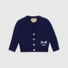 古驰/Gucci 深蓝色婴儿饰马衔扣棉开衫 744903-XKC89-4347