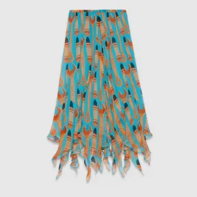 古驰/Gucci 口红和工具印花丝绸裙子 749341-ZAMWK-4374