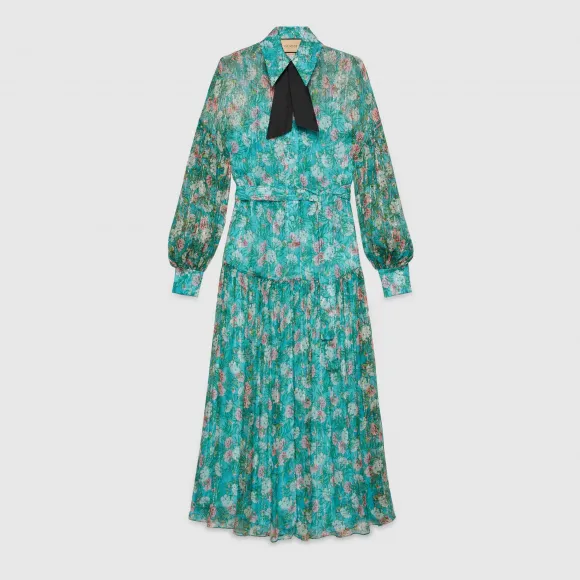 古驰/Gucci 花卉印花丝绸长裙 749365-ZANIL-4573