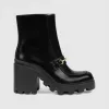 古驰/Gucci 黑色皮革饰马衔扣女靴 750589-AACAT-1000