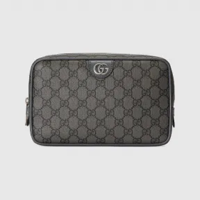 古驰/Gucci 灰色和黑色GG Supreme帆布Ophidia系列GG洗漱包 760019-UULBN-1244