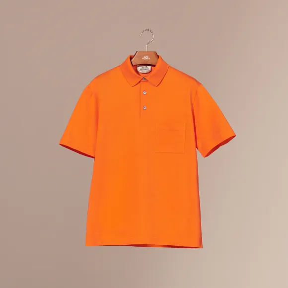爱马仕/Hermes Broderie H纽扣领polo衫 H072325HA30XXL