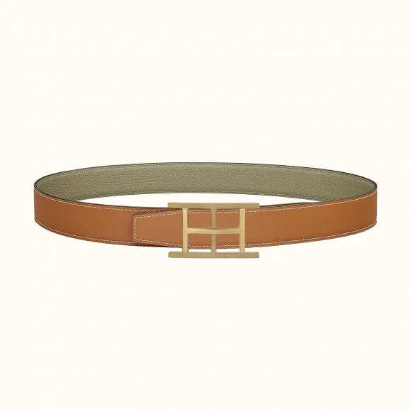 爱马仕/Hermes Inside H皮带扣&双面皮腰带32毫米 H081669CP2K-H073996CAAG085
