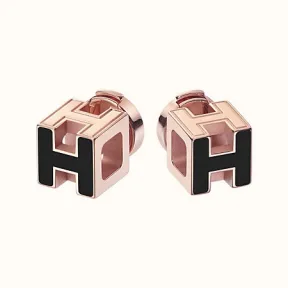 爱马仕/Hermes 黑色 Cage d'H耳环 H604005FO03