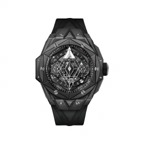 宇舶/Hublot Big Bang系列 45MM 缎面及抛光黑色陶瓷饰以“Maxime Buchi”设计的镌刻图案 自动机械机芯 男表 418.CX.1107.RX.MXM22