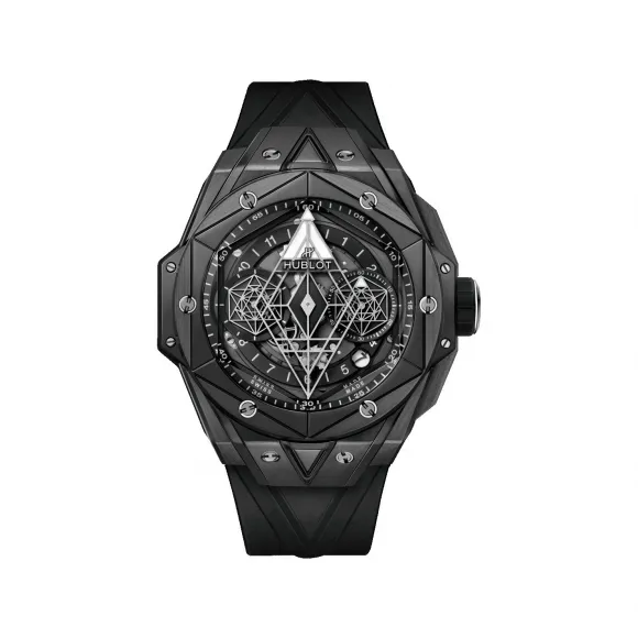 宇舶/Hublot Big Bang系列 45MM 缎面及抛光黑色陶瓷饰以“Maxime Buchi”设计的镌刻图案 自动机械机芯 男表 418.CX.1107.RX.MXM22