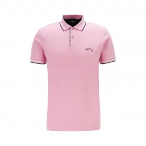 雨果博斯/Hugo Boss 男士弯曲徽标弹力珠地布修身 Polo 衬衫 hbas50412675686